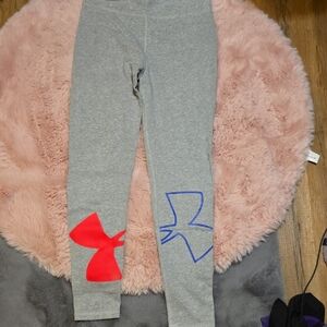 Kids Gray Leggings with Red and Blue Accents